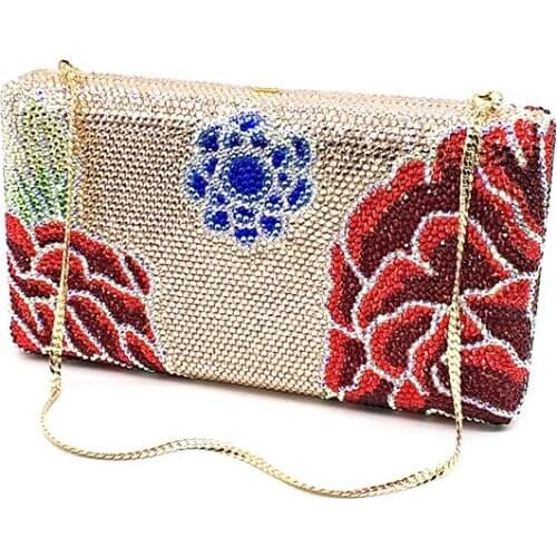 Ladies Bridal wedding party purses women elegant evening party diamonds classical clutches flower crystal purses