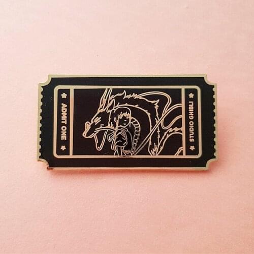 Chihiro and Haku Admit One Enamel Brooch Pin Backpack Hat Bag Collar Lapel Pins Badges Women Mens Fashion Jewelry Accessories