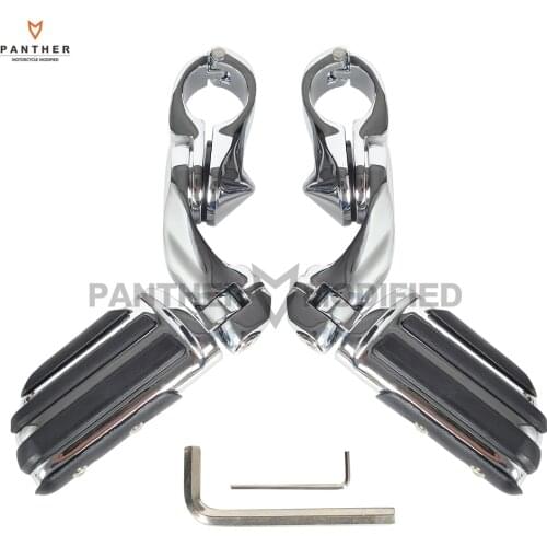 1-1/4" Chrome Motorcycle 360 Degree Adjustable Highway Footpeg Footrests Motocross Foot Rest Case for Yamaha Harley XL883