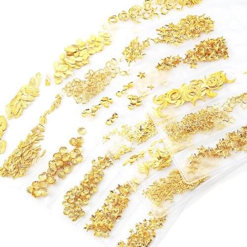 1Pack Mixed 6Styles DIY Studs Metal Frame Nail Charm Decorations Gold Rivet Manicure Accessories Nails Tips Decorations Flakes