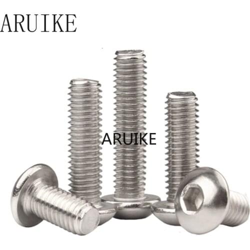 100pcs/Lot M4x16 mm M4*16 yuan cup Half round head 304 Stainless Steel Hex Socket Head Cap Screw Bolts