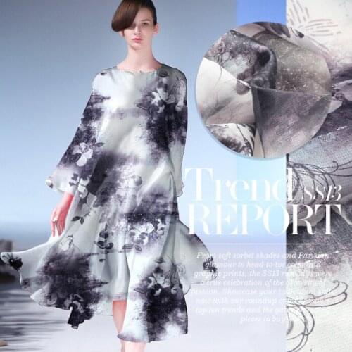 140 cm plaid silk organza fabric 12 mm printed chinese silk fabric micro perspective dress fabric wholesale silk cloth