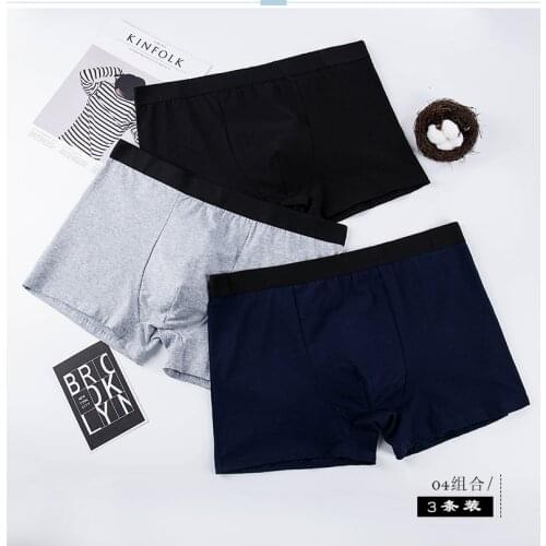 3pcs Male Panties Cotton Mens Underwear Boxers Breathable Man Boxer Solid Underpants Comfortable Brand Shorts
