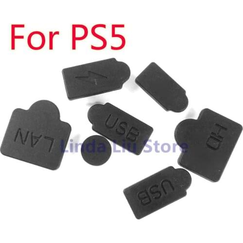 70pcs Black Silicone Dust Plugs Set USB HDMI-compatible Interface Anti-dust Cover Dustproof Plug for PS5 Game Accessories Parts