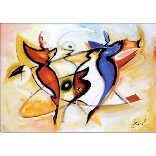 Abstract Art Wall Decor For Living Room Female Canvas Artwork Hand Painted Oil Paintings Dancing Angels Lover Image Bedroom Gift