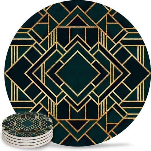 Art Deco Coasters Waterproof Placemats for Table Christmas Home Decor Coffee Table Decor Ceramic Coasters