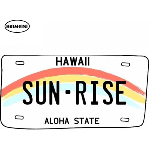 HotMeiNi 13cm x 6.8cm for Hawaii Sun Rise License Plate Personality Car Stickers Windshield RV Surfboard Decal Vinyl Car Wrap