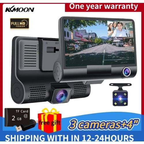 KKMOON Car DVR 4 Inch Dash Camera 3 Cameras Lens with Rearview Camera Video Recorder Auto Registrator Dash Cam Dual Lens Dvrs