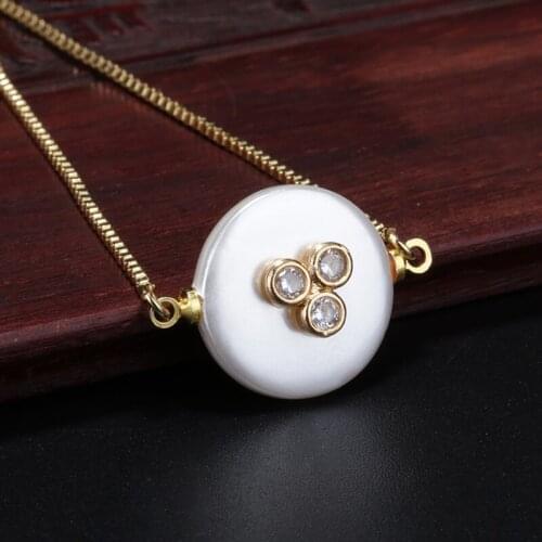 White deep blue purple red cz paved charm coin pearl beads connector dainty link bracelets for woman hand jewelry