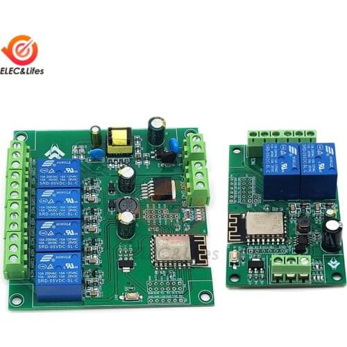 AC 90V-250V/DC 7V-30V 2/4 Channel ESP8266 WIFI Relay Module ESP-12F Development Board 4M Byte Flash I/O UART For Arduino