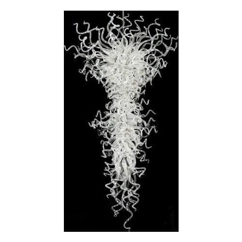 Large Size Elegant White Custom Made Chandelier Blown Glass Lighting Fixture for Hotel Living Room