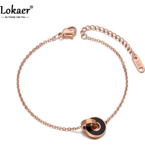 Lokaer Original Design Fashion Stainless Steel Double Circle Charm Bracelets For Women Bohemia Shell Bracelet Jewelry B20156