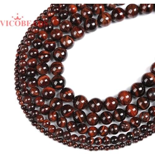 Natural Stone Beads Red Tiger Eye Round Loose Beads 4 6 8 10 12MM Fit DIY Bracelet Necklace Fashion Jewelry Making