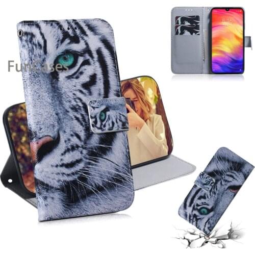 Tiger PU Leather Flip Wallet Case For para Xiaomi Redmi Note 7 Unicorn Hoesje Cases Girly sFor Aksesuar Redmi coque Note 7S S