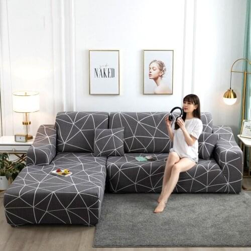 Couch Cover Geometric Printed L Shape Sofa Covers for Living Room Sofa Protector Anti-dust Elastic Stretch Cover for Corner Sofa