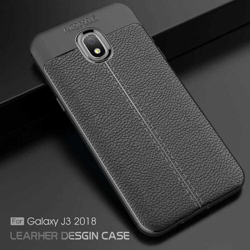 For Samsung Galaxy J3 2018 J337 Case Litchi Grain Carbon Fiber Silicon TPU Cover Case for Samsung J3 Star Galaxy Amp Prime 3