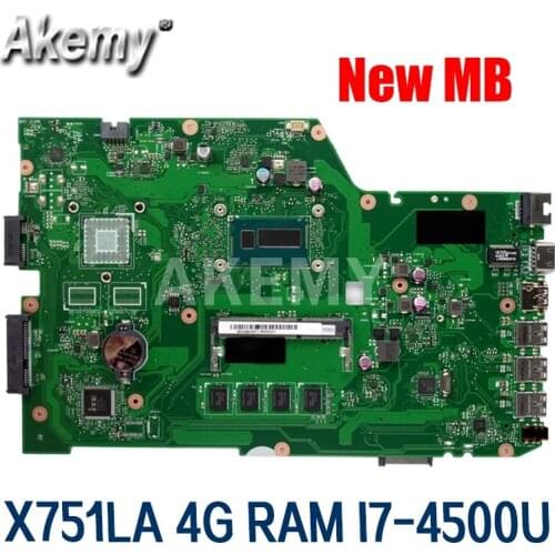 For Asus X751LA X751L X751LD R752LD R752LA R752LN rev2.0 I7-4500U laptop motherboard tested 100% work original mainboard