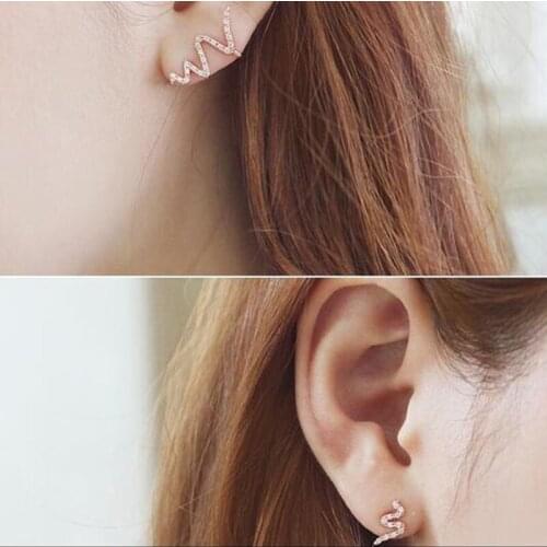 Grace Jun(TM) Fashion Cute Snake Shape Rhinestone Clip on Earrings No Pierced for Girls Party Charm Small Earrings Korea Style