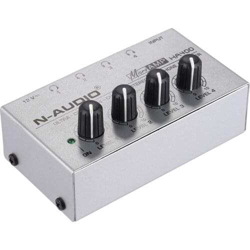 HA400 Ultra-compact 4 Channels Mini Audio Stereo Headphone Amplifier with Power Adapter