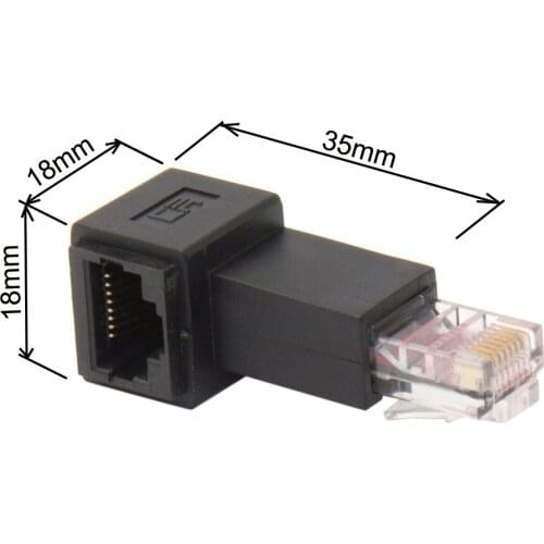 Jimier 90 Degree Up Down Left Right Angled 8P8C FTP STP UTP Cat 5e Male to Female Lan Ethernet Network Extension Adapter Black