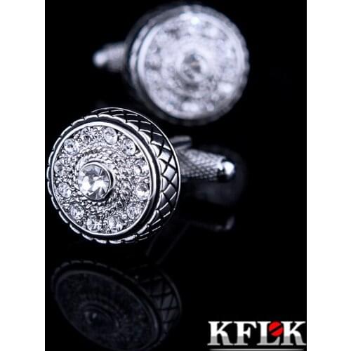KFLK 2019 Luxury Brand cuff button fashion Crystal cuff links High Quality Retro abotoaduras shirt cufflinks for mens Jewelry