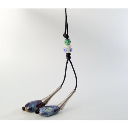 Chinese Ceramic beads pendant Necklaces Lovers fashion jewelries Free shipping #EY220