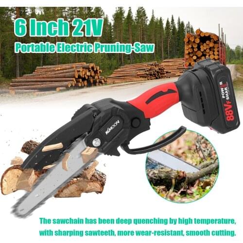 KKmoon Electric Pruning-Saw Portable 21V 6inch Small Wood Spliting Chainsaw Brush Motor Woodworking Tool for Garden Orchard