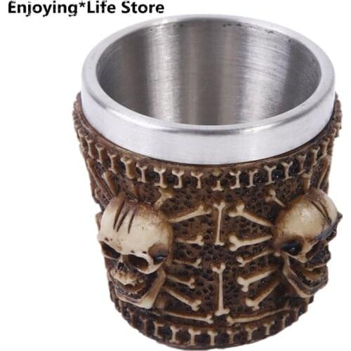 Coffee Mugs Creative Resin Skull Mug Stainless Steel Cup Tea Cup Home Decoration Bar Mug Wine Tumbler