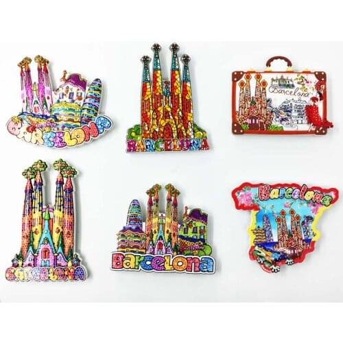 Fridge Magnet Tourist Souvenir Barcelona Spain Color Mosaic Landmark Magnetic Refrigerator Sticker City Travel Decor Scenic Gift
