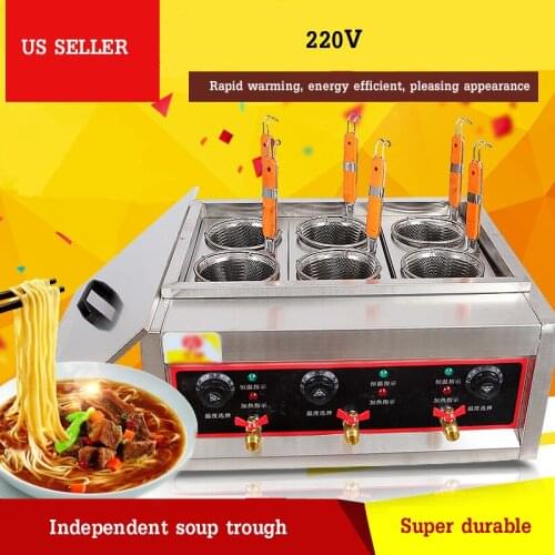 1PC 220V Commercial 6 holes Noodles Cooker machine multi-functional Snack equipment cooking pot free shipping