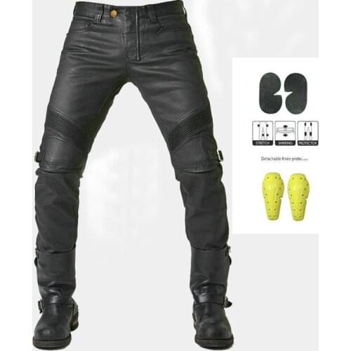 Motorcycle jeans High-quality men and women coated leather pants retro locomotive riding pants racing pants protective gear