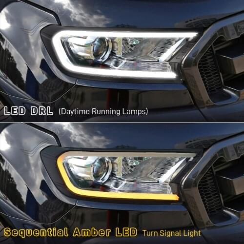 For Ranger Raptor Lights Brow Headlamp Headlight Cover Daytime Running Light 2015 2016 2017 2018-2020 2021 With Turning Light