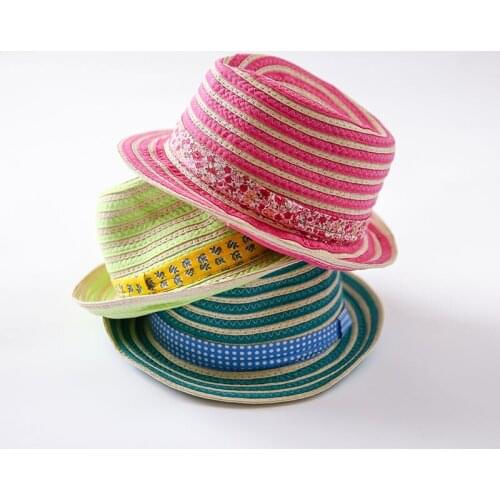 2016 New Muti-colors Child Unisex Straw Hat Sun Cap for Boys&Girls Top Quality Girls Sun Protection Hats KidsTravel Hat