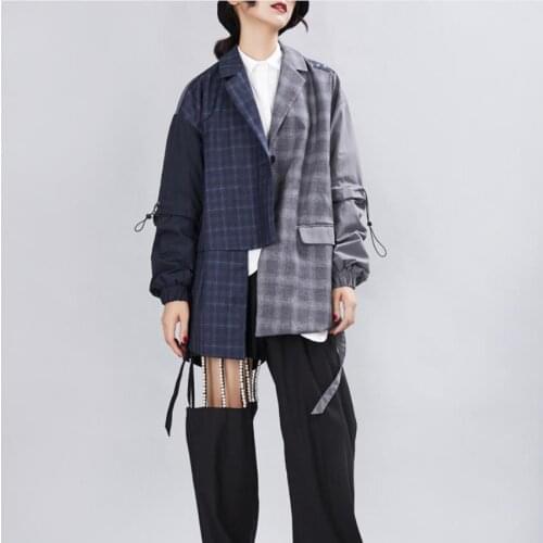 New fashion retro small suits two-color plaid stitching layered blazer female chic Korean version outerwear blazer wq2352