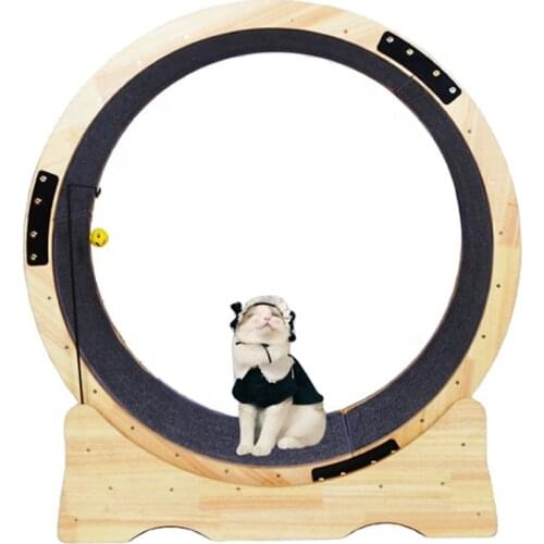 2021 New Design Eco-Friendly Wooden Pet Exercise Wheel Treadmill Toy for Cat Running