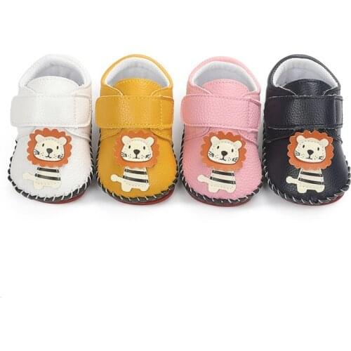 Newborn Infant PU Leather Shoes Toddler Baby Girls Cartoon Anti-slip Shoes Soft Sole Non-slip First Walkers