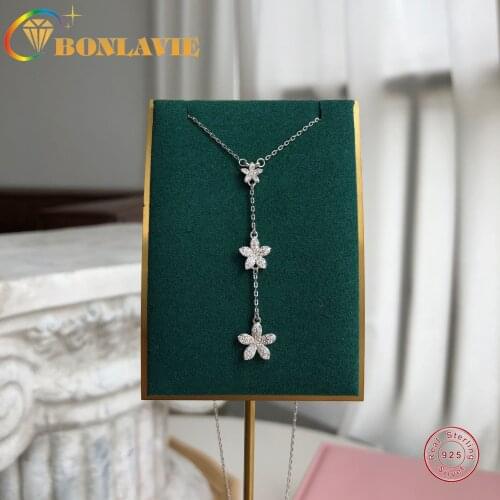 BONLAVIE Flowers Necklace Female Clavicle Chain Ins 925 Sterling Silver Light Luxury Necklace Chains Necklaces