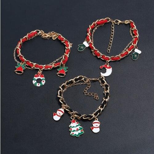 GDHY Christmas Santa Claus Snowman bells elk christmas tree Charm Bracelet bangles Merry Christmas For New Year Ornaments Xmas