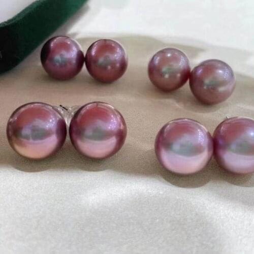 HENGSHENG High Quality 11-12mm Freshwater Round Edison Pearls Stud Earrings For Women 925 Sterling Silver Wedding Jewelry