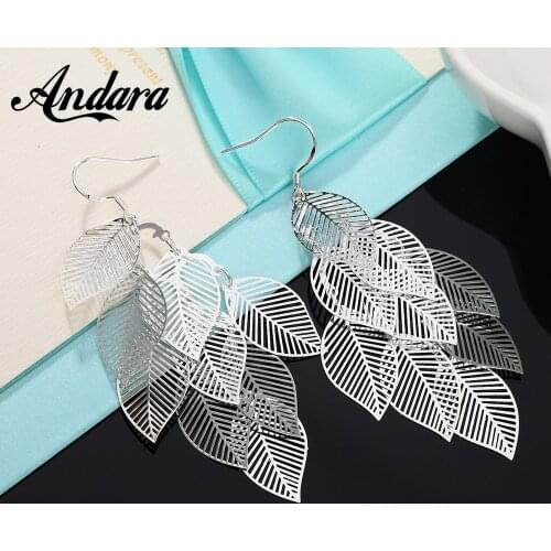 Fashion 925 Sterling Silver Earrings Cute Leaf Earrings Woman Glamour Jewelry Gift