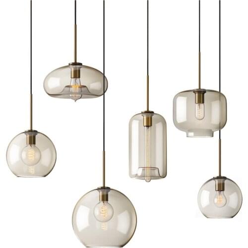 Nordic Modern Minimalist Creative Personality Restaurant Cafe Bar Bedroom Bedside Single Head Glass Chandelier Lights e27