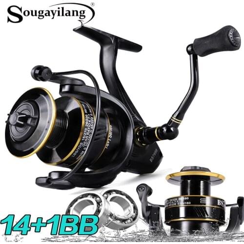 Sougayilang 14+1BB Spinning Reel 5.0:1 4.7:1 High Speed Light Rigid Aluminum Spool Portable Outdoor Sport Fishing Tackle