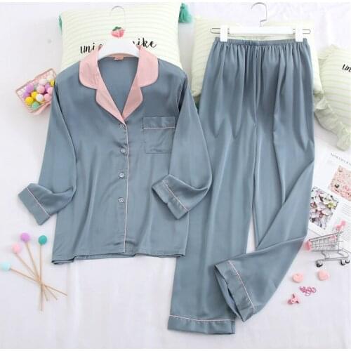 Creation 101 Casual solid color ladies ice silk two-piece home wear can be worn outside womens pajamas cover