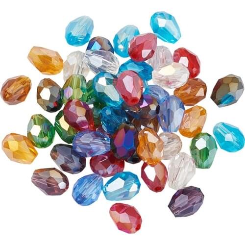 AB-Color Plated Drop Glass Beads Faceted Mixed Color Faceted Crystal Beads For Necklace Earring Pendants Jewelry Making DIY