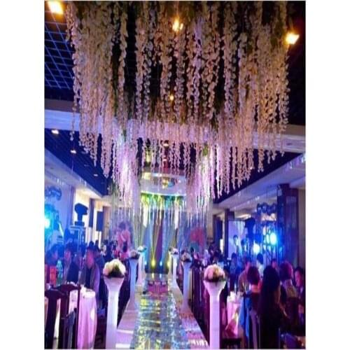 Upscale Simulation Flower Rattan Artificial Silk Wisteria Vine for Wedding Decoration Home Party Ornament Free Shipping