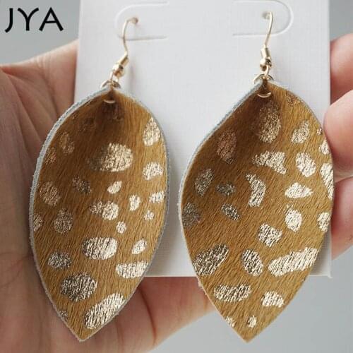 Cpop Leopard Earrings for Women Real Leather Leaf Pendientes Multicolores Feather Earrings Fashion Jewelry Dangle Ear Drops 2019