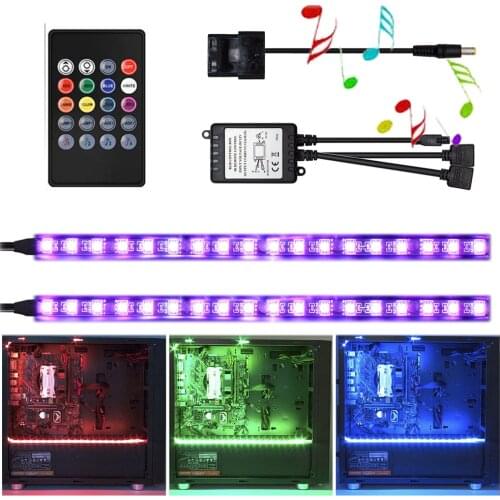 Sound sensor Music Sync Bluetooth LED Strip Background Light 5050 IR Remote DC 12V 4pin ribbon Molex Connector for PC Computer