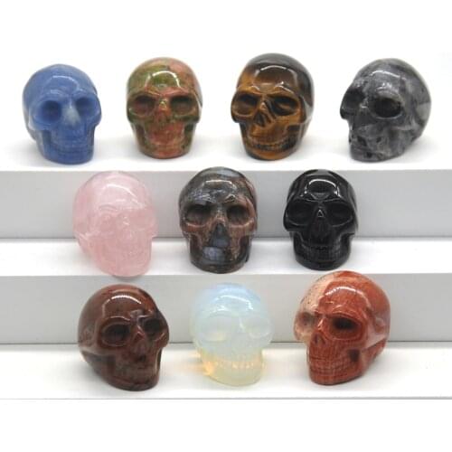 1'' Natural Quartz Crystal Skull Carved Mineral Gemstone Reiki Healing Home Decoration Halloween DIY Decorations Gift