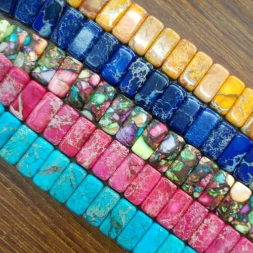 10*20mm Natural Semi-precious Stone Charms Women Jewelry Making Beaded Cuboid Loose Beads for DIY Bracelet Necklace Accessories