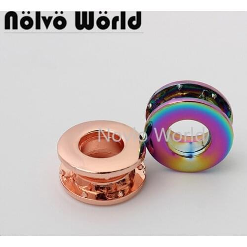 10-50pcs 2 colors 3/8'' round shape rose gold rainbow color grommet eyelets for handbag no screws shoulderbag accessories